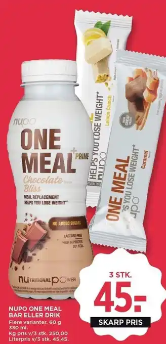 MENY Nupo one meal bar eller drik tilbud