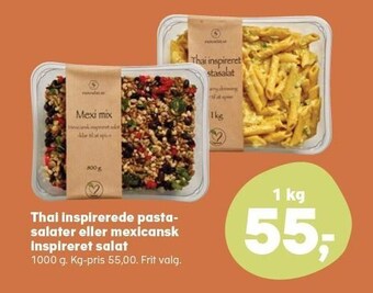 Kvickly Thai inspirerede pastasalater eller mexicansk inspireret salat tilbud