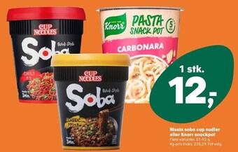 Nissin soba cup nudler eller knorr snackpot