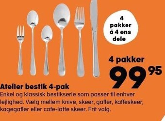 Kvickly Atelier bestik 4-pak tilbud