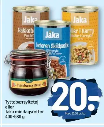 REMA 1000 Tyttebærsyltetøj eller jaka middagsretter tilbud