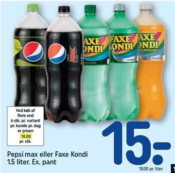 REMA 1000 Pepsi max eller faxe kondi tilbud
