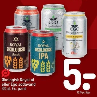 REMA 1000 Økologisk royal øl eller ego sodavand tilbud