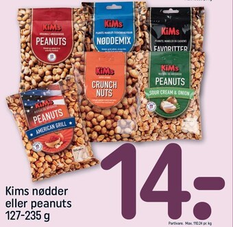 Rema 1000 Kims nødder eller peanuts tilbud