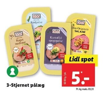 Lidl 3-stjernet pålæg tilbud