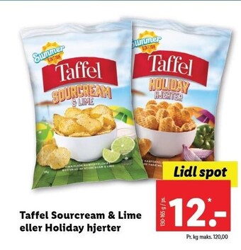 Lidl Taffel sourcream & lime eller holiday hjerter tilbud