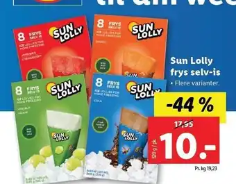 Lidl Sun lolly frys selv - is, flere varianter tilbud