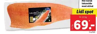 Lidl Hel norsk lakseide med skind pr. 1/2 kg. tilbud