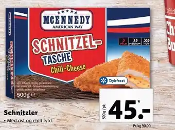 Lidl Schnitzler med ost og chili fyld tilbud