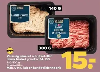 Netto Velsmag paneret schnitzel eller dansk hakket grisekød tilbud