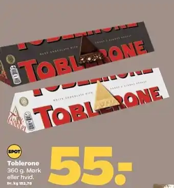 Netto Toblerone 360 g. mørk eller hvid tilbud