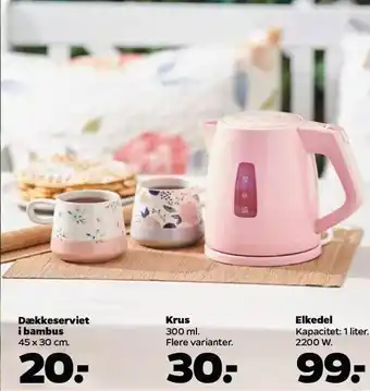 Netto Dækkeserviet i bambus, krus eller elkedel tilbud
