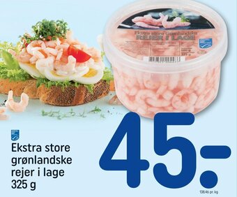 REMA 1000 Ekstra store grønlandske rejer i lage 325 g tilbud
