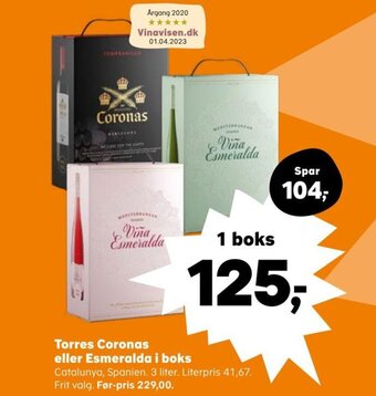 SuperBrugsen Torres Coronas eller Esmeralda i boks tilbud