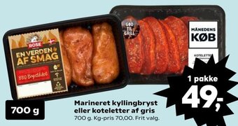 SuperBrugsen Marineret kyllingbryst eller koteletter af gris tilbud