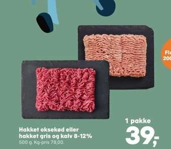 SuperBrugsen Hakket oksekød eller hakket gris og kalv 8-12% tilbud
