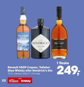 SuperBrugsen Renault VSOP Cognac, Talisker Skye Whisky eller Hendrick's Gin tilbud
