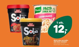 SuperBrugsen Nissin soba cup nudler eller Knorr snackpot tilbud