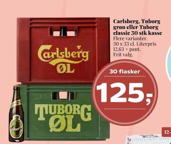 Dagli'Brugsen Carlsberg, tuborg grøn eller tuborg classic 30 stk kasse tilbud