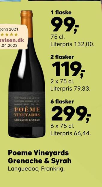 Kvickly Poeme vineyards grenache & syrah tilbud