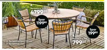 Bilka Kerteminde sæt 150 cm teak med 6 kerteminde stole tilbud