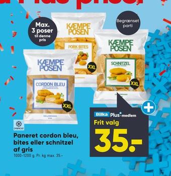 Bilka Paneret cordon bleu, bites eller schnitzel af gris tilbud