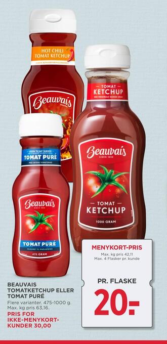 MENY Beauvais tomatketchup eller tomat puré tilbud