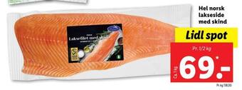 Lidl Hel norsk lakseside med skind tilbud