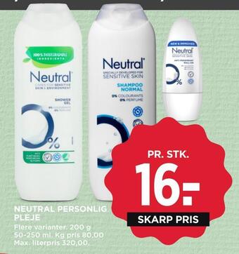 MENY Neutral personlig pleje tilbud