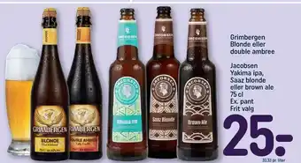 REMA 1000 Grimbergen blonde eller double ambree, jacobsen yakima ipa, saaz blonde eller brown ale tilbud