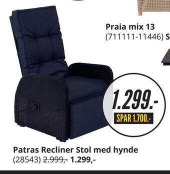 My Home Patras recliner stol med hynde tilbud