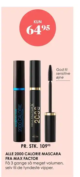 Matas Alle 2000 calorie mascara fra max factor tilbud