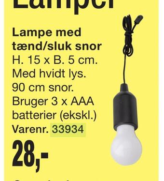 Harald Nyborg Lampe med tænd/sluk snor tilbud