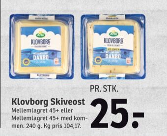 SPAR Klovborg skiveost danbo mellemlagret tilbud