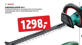 jem & fix BOSCH HÆKKEKLIPPER 18 V Model: AHS 48-20. tilbud