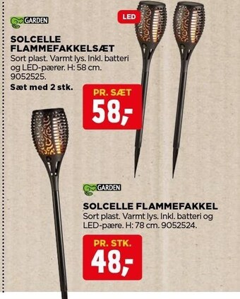 jem & fix Garden solcelle flammefakkelsæt el. solcelle flammefakkel tilbud