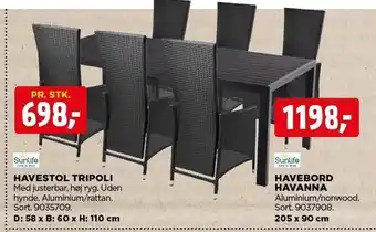 jem & fix Sunlife havestol tripoli el. havebord havanna tilbud