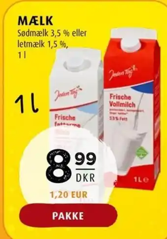 MÆLK Sødmælk 3,5 % eller letmælk 1,5%,