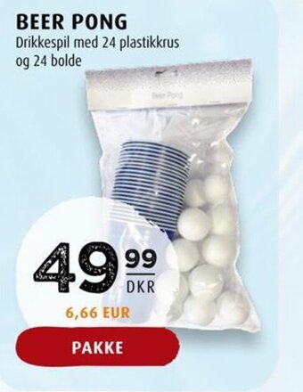 Scandinavian Park BEER PONG Drikkespil med 24 plastikkrus og 24 bolde tilbud