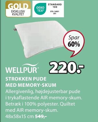 JYSK STROKKEN PUDE MED MEMORY-SKUM tilbud