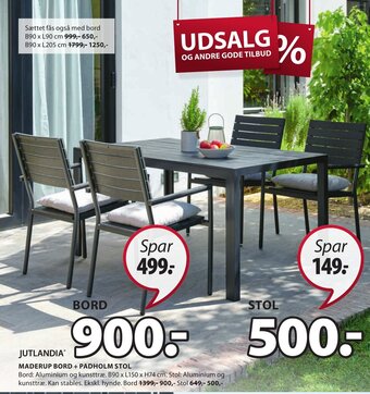JYSK MADERUP BORD + PADHOLM STOL tilbud