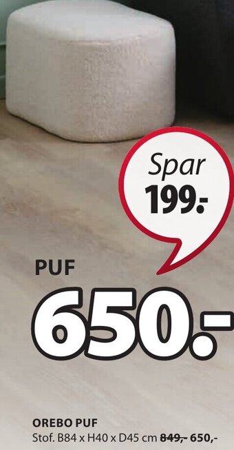 JYSK OREBO PUF tilbud