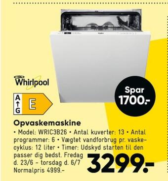 Bilka Whirlpool opvaskemaskine tilbud