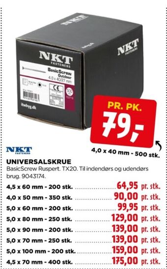Nkt fasteners skruer