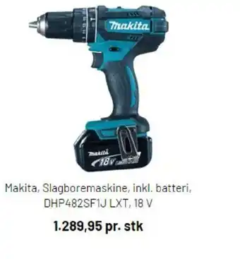 Silvan Makita, Slagboremaskine, inkl. batteri, DHP482SF1J LXT, 18 V tilbud