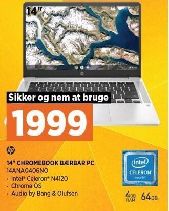 Power Hp 14 chromebook bærbar pc tilbud