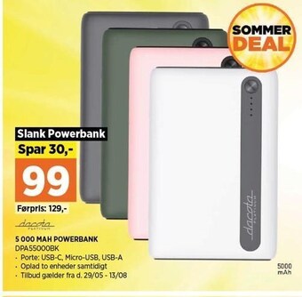 Power Dacota 5000 mah powerbank tilbud