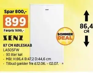 Power Senz 87 cm køleskab tilbud