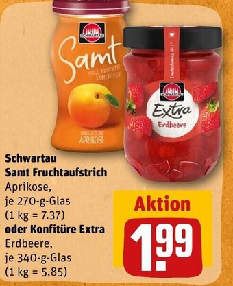 REWE DE Schwartau Samt Fruchtaufstrich oder Konfitüre Extra tilbud