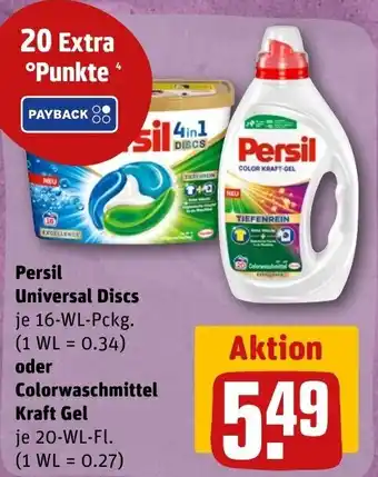 REWE DE Persil Universal Discs oder Colorwaschmittel Kraft Gel tilbud